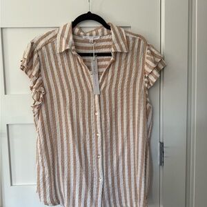 Jane & Delancey Striped Button-Up Women's Top